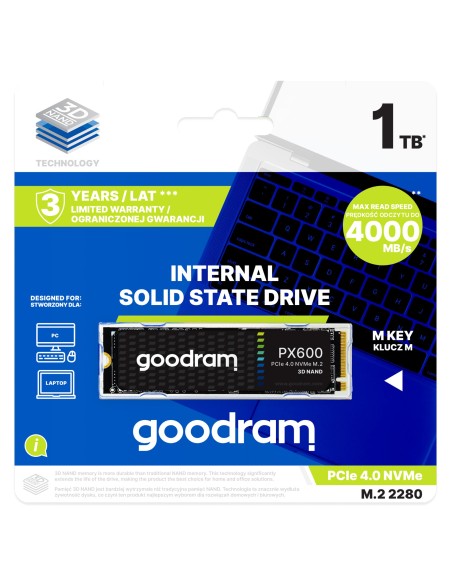Goodram SSDPR-PX600-1K0-80 unidad de estado sólido 1 TB M.2 PCI Express 4.0 NVMe 3D NAND