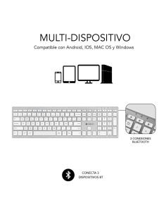 SUBBLIM Teclado Completo delgado inalámbrico Bluetooth Pure Extended Silver 2