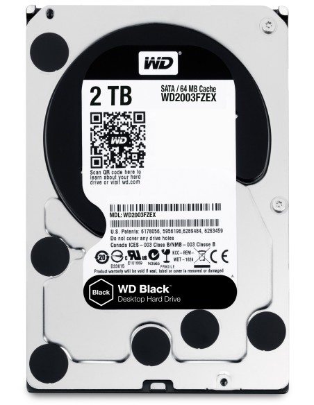 Western Digital WD_BLACK Black disco duro interno 2 TB 7200 RPM 64 MB 3.5" Serial ATA III