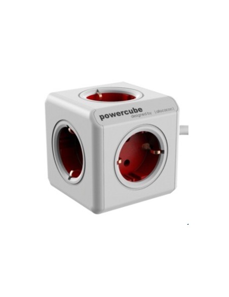 Allocacoc 1306RD DEEXPC base múltiple 1,5 m 5 salidas AC Rojo, Blanco