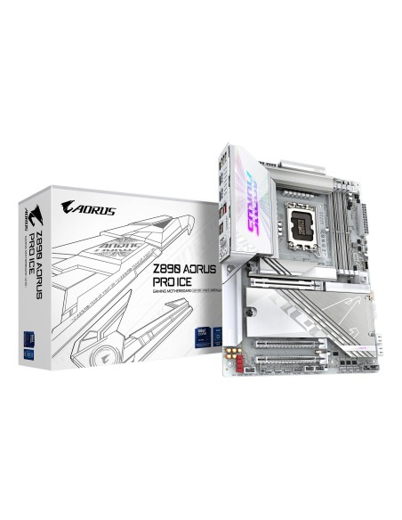 GIGABYTE Placa base Z890 AORUS PRO ICE - Compatible con CPUs Intel Core Ultra (Serie 2), VRM de 16+1+2 fases, hasta 9500MHz
