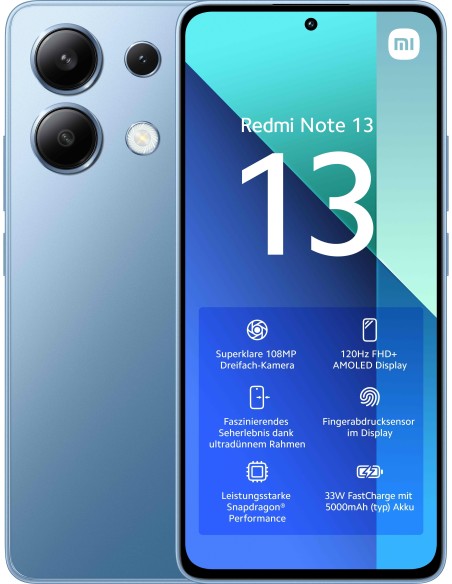 Xiaomi Redmi Note 13 16,9 cm (6.67") Ranura híbrida Dual SIM Android 13 4G USB Tipo C 6 GB 128 GB 5000 mAh Azul