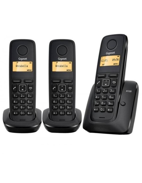 Gigaset A120 Trio Teléfono DECT Identificador de llamadas Negro