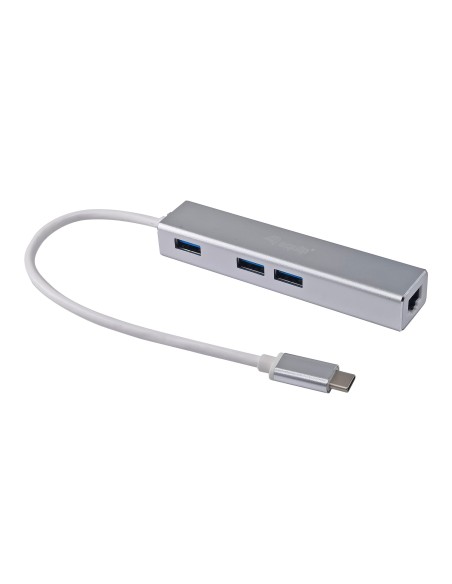 Equip Hub USB-C a USB 3.0 de 3 puertos con adaptador Gigabit