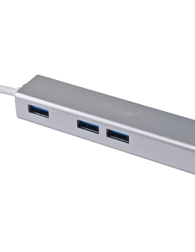 Equip Hub USB-C a USB 3.0 de 3 puertos con adaptador Gigabit