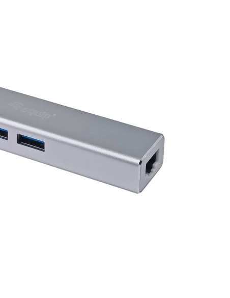 Equip Hub USB-C a USB 3.0 de 3 puertos con adaptador Gigabit