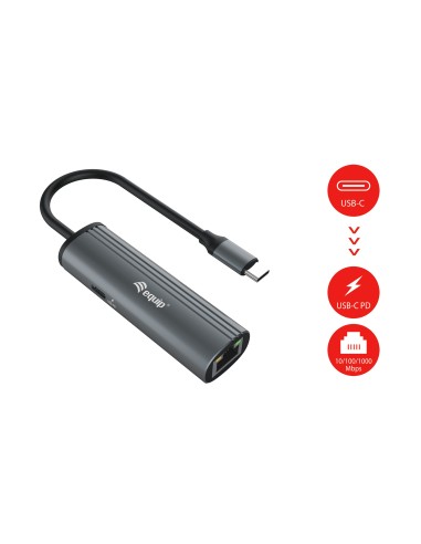 Equip Adaptador USB-C a red Gigabit RJ45 + 100W USB PD