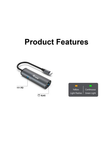 Equip Adaptador USB-C a red Gigabit RJ45 + 100W USB PD