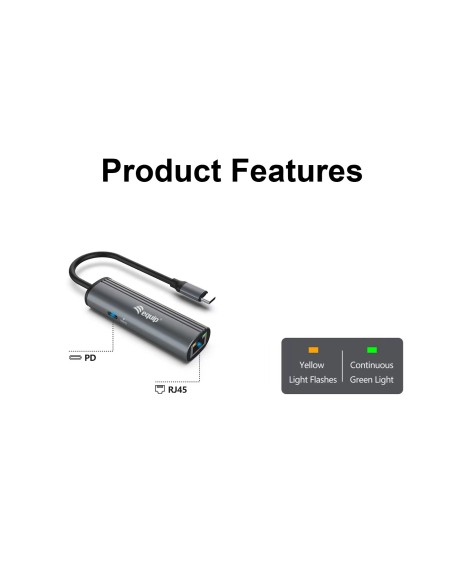 Equip Adaptador USB-C a red Gigabit RJ45 + 100W USB PD