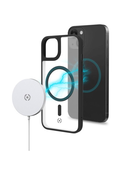 Celly Magmatt funda para teléfono móvil 15,5 cm (6.1") Negro, Transparente