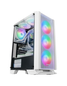 Mars Gaming MC-C, Caja PC ATX, Panel Frontal Metal-Mesh, Cristal Templado, 3 Ventiladores Frontales FRGB 120mm, Blanco 2