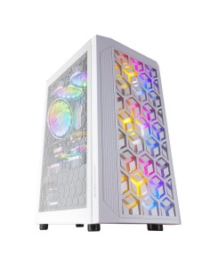 Mars Gaming MCMESHW Blanco, Caja PC Gaming, Micro ATX, Diseño Mesh Total, 3x Ventilador FRGB
