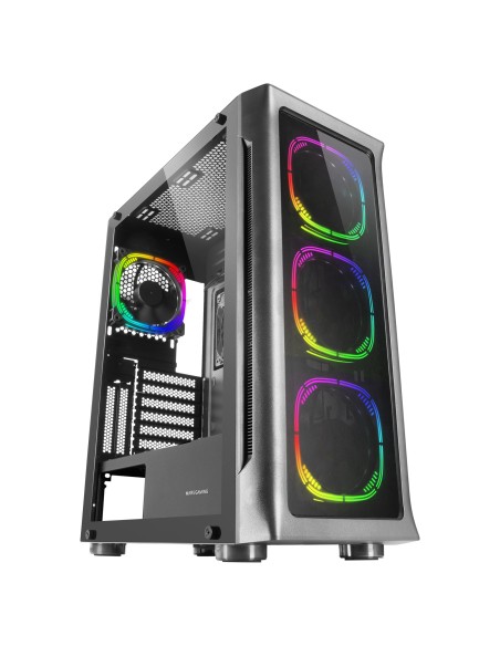 Mars Gaming MC-NEO, Torre Gaming XXL E-ATX, Ventana Lateral y Frontal Cristal Templado, 4X Ventiladores ARGB 120mm + Ventilador