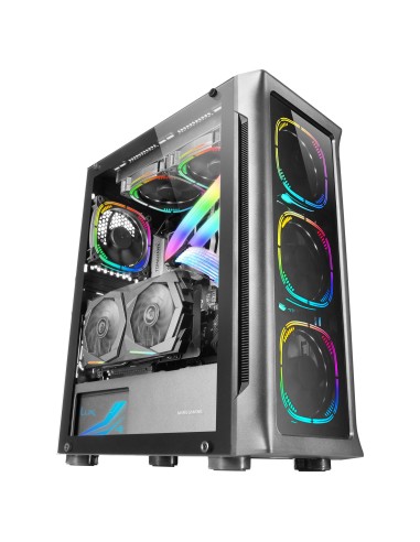Mars Gaming MC-NEO, Torre Gaming XXL E-ATX, Ventana Lateral y Frontal Cristal Templado, 4X Ventiladores ARGB 120mm + Ventilador