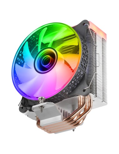 Mars Gaming MCPU-VR Negro, Disipador CPU, Doble Espejo Infinito ARGB, 4 Heatpipes HCT, TDP 180W, Ventilador Ultra-silencioso