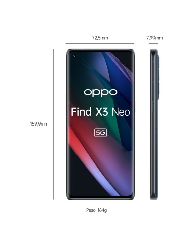 OPPO Find X3 Neo 16,6 cm (6.55") SIM doble ColorOS 11.1 5G USB Tipo C 12 GB 256 GB 4500 mAh Negro