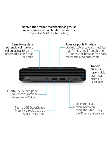 HP Elite Mini 800 G9 Intel® Core™ i5 i5-14500 16 GB DDR5-SDRAM 512 GB SSD Windows 11 Pro Mini PC Negro