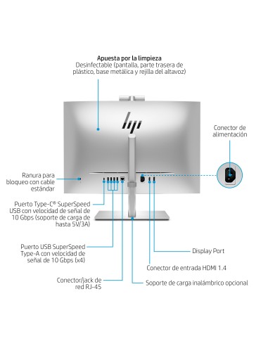HP EliteOne 870 G9 Intel® Core™ i5 i5-14500 68,6 cm (27") 2560 x 1440 Pixeles Pantalla táctil PC todo en uno 16 GB DDR5-SDRAM