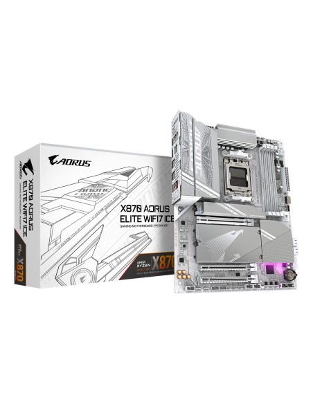 GIGABYTE X870 AORUS ELITE WIFI7 ICE Placa Base - Compatible con CPUs AMD Ryzen 9000, 16+2+2 fases VRM digital, hasta 8200MHz