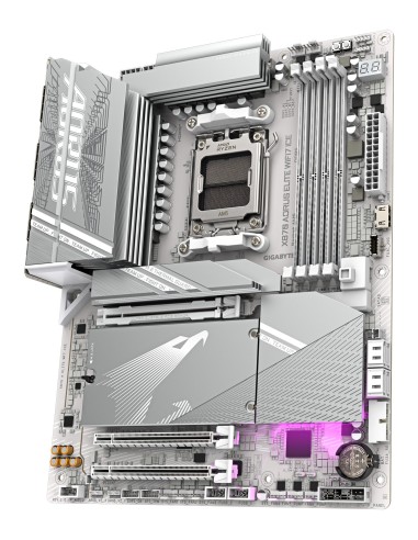 GIGABYTE X870 AORUS ELITE WIFI7 ICE Placa Base - Compatible con CPUs AMD Ryzen 9000, 16+2+2 fases VRM digital, hasta 8200MHz