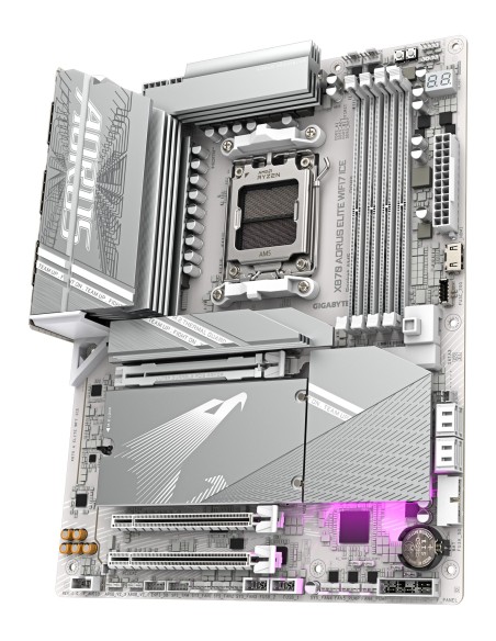 GIGABYTE X870 AORUS ELITE WIFI7 ICE Placa Base - Compatible con CPUs AMD Ryzen 9000, 16+2+2 fases VRM digital, hasta 8200MHz