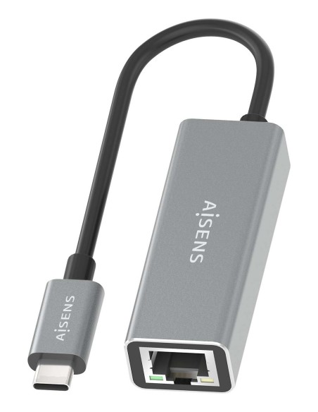 AISENS Conversor USB3.1 Gen1 USB-C a ethernet Gigabit 10 100 1000 Mbps, Gris, 15cm