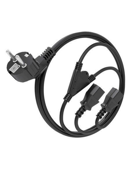 AISENS Cable Alimentacion CPU, CEE7 M-2xC13 H, Negro, 1.8M