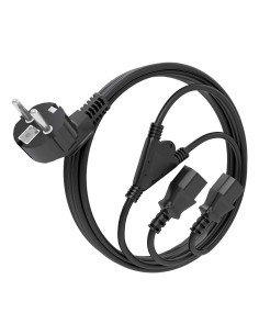 AISENS Cable Alimentacion CPU, CEE7 M-2xC13 H, Negro, 3.0m 2