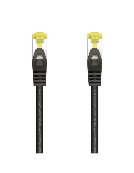 AISENS Cable De Red Latiguillo RJ45 LSZH Cat.7 600 MHz S FTP PIMF AWG26, Negro, 1.0 m