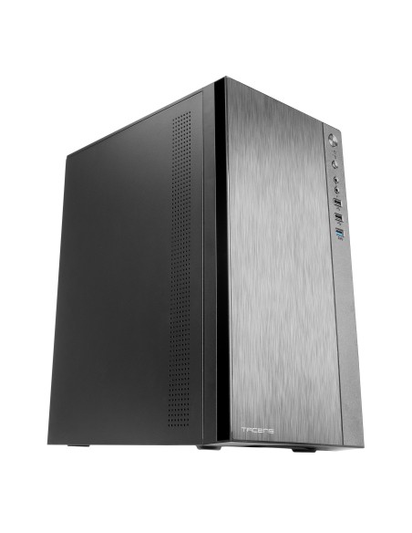 Tacens Anima ACX, Caja Mini Torre Micro ATX, Frontal Aluminio Pulido, Ventilador 12cm, USB 3.0, Negro