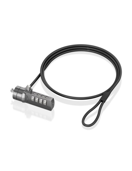 AISENS Cable de seguridad con cerradura de combinación para Ordenador, Monitor, Portátil 1.5m