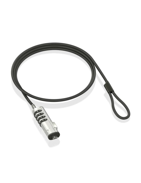 AISENS Cable de Seguridad tipo NANO con cerradura de combinación para ordenador, monitor, portátil 1.5m