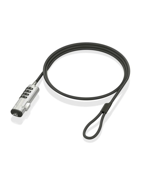 AISENS Cable de Seguridad tipo NANO con cerradura de combinación para ordenador, monitor, portátil 1.5m