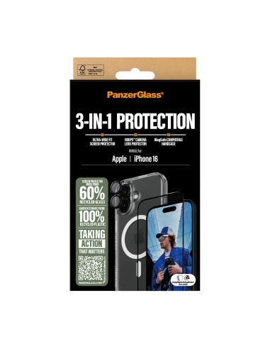 PanzerGlass ® 3-in-1 Protection Bundle iPhone 16 Protector de pantalla Apple 1 pieza(s)