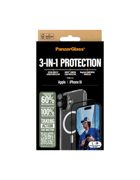 PanzerGlass ® 3-in-1 Protection Bundle iPhone 16 Protector de pantalla Apple 1 pieza(s)