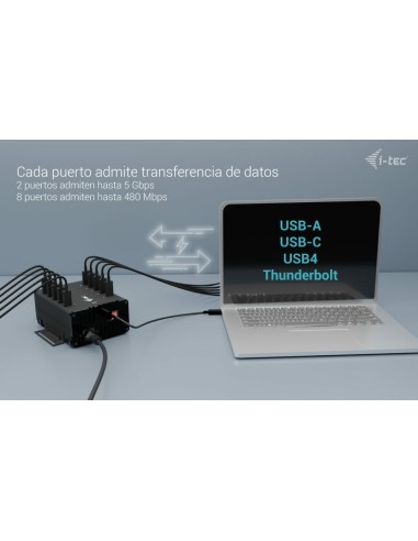 i-tec USB-C USB-A Metal Charging + data HUB, 15W per port, 10x USB-C