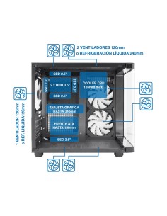 CoolBox GAMING CAJA MATX GM100 VISION USB3.2 GEN1 SIN FTE + 3 VENTILADORES ARGB 2
