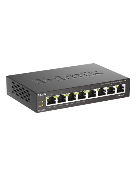 D-Link DGS-1008P E switch No administrado L2 Gigabit Ethernet (10 100 1000) Energía sobre Ethernet (PoE) Escritorio Negro
