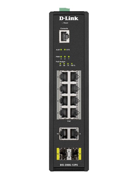 D-Link DIS-200G-12PS switch Gestionado L2 Gigabit Ethernet (10 100 1000) Energía sobre Ethernet (PoE) Negro