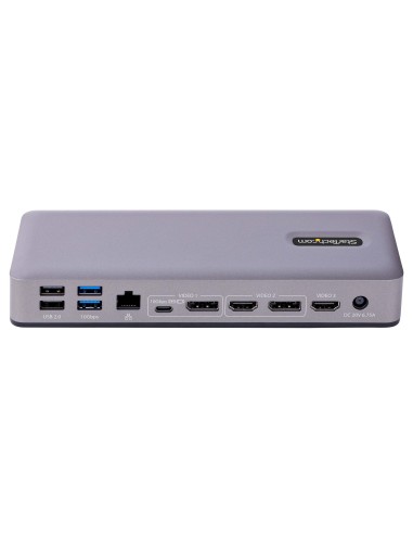 StarTech.com Docking Station USB-C 4K30 Triple  4K60 Doble - Modo Alt DP DP HDMI - Hub USB de 7 Puertos - PD 3.0 - GbE - Audio