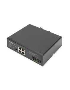 Digitus Conmutador PoE de red Gigabit Ethernet de 4 puertos, industrial, no gestionado, 2 enlaces ascendentes SFP