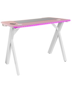 Mars Gaming MGD100RGB, Mesa Gaming Ergonómica RGB, Alfombrilla XXL, Soporte Auriculares y Bebida, Escritorio PC, 100x60cm, Rosa