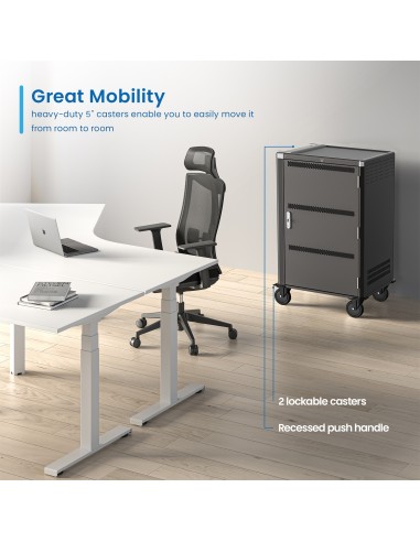 Ewent EW1701 carrito y armario de dispositivo portátil Armario de gestión y carga para dispositivos portátiles Negro, Gris