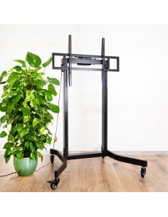 TooQ LUX Soporte de Suelo con Ruedas y Regulación Eléctrica de Altura para Pantallas 55"-100", Negro 2