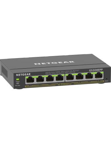 NETGEAR 8-Port Gigabit Ethernet High-Power PoE+ Plus Switch (GS308EPP) Gestionado L2 L3 Gigabit Ethernet (10 100 1000) Energía