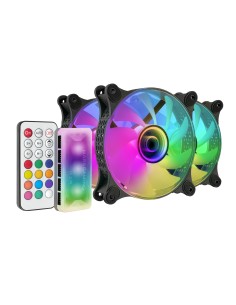 Mars Gaming MF-3DKIT Negro, Kit 3 Ventiladores ARGB 360° 12cm, Espejo Infinito 3D, Sistema Anti-vibraciones, Controlador ARGB,