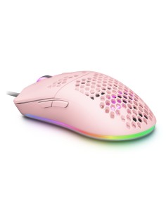 Mars Gaming MMAX, Ratón Ultraligero 69g, Óptico 12400DPI, Chroma RGB, Soft, Rosa