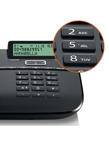 Gigaset DA 611 Teléfono analógico Identificador de llamadas Negro