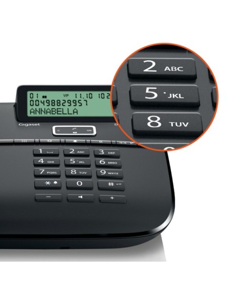 Gigaset DA 611 Teléfono analógico Identificador de llamadas Negro