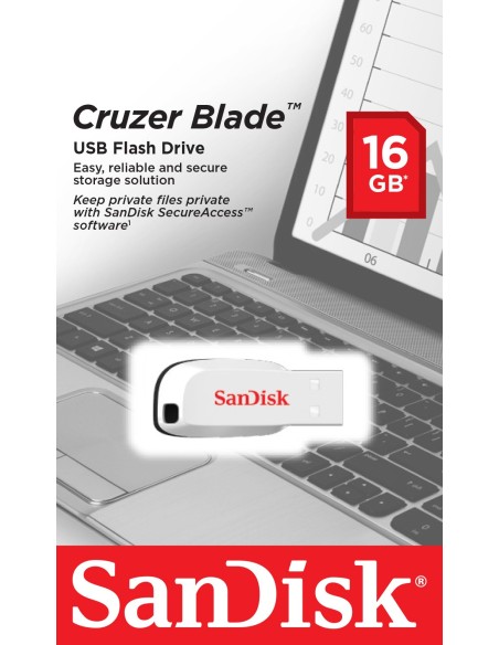 SanDisk Cruzer Blade unidad flash USB 16 GB USB tipo A 2.0 Blanco